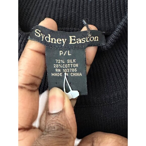 Womens Black Silk & Cotton Turtleneck Sweater Size P/L Fall Layering Piece - Picture 3 of 6